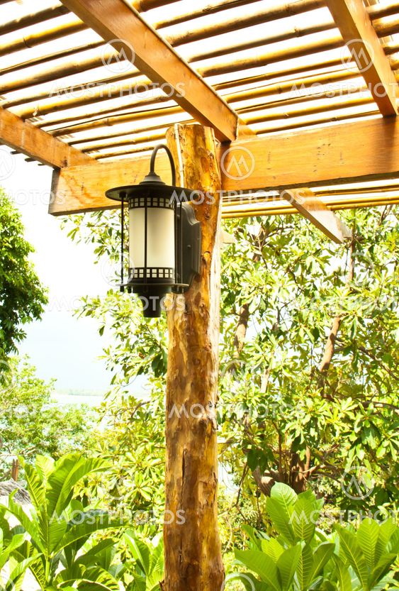 Lamps on the villa terrace.