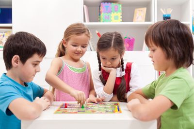 Children playing board game
