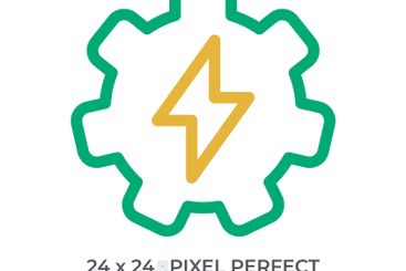 Gear with lightning colorful line ui icon