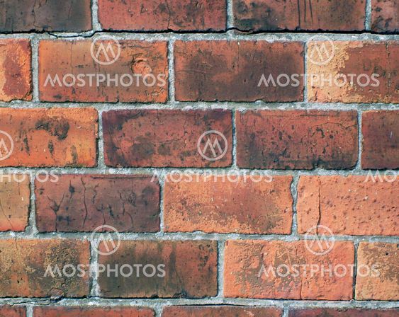 Red bricks in wall