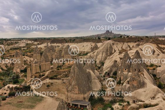 The unique landscape of Cappadocia from above.