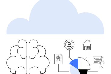 Cloud Computing with Brain Illustration Representing AI,...