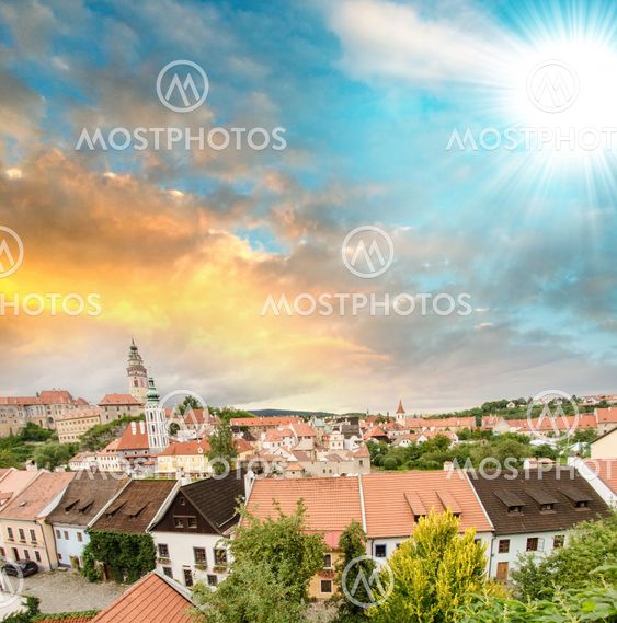 Medieval town buildings in the heart of Europe