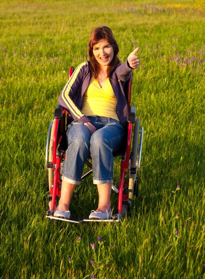 Handicapped woman on wheelchair