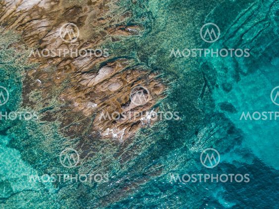 Aerial view of the sea and the rock
