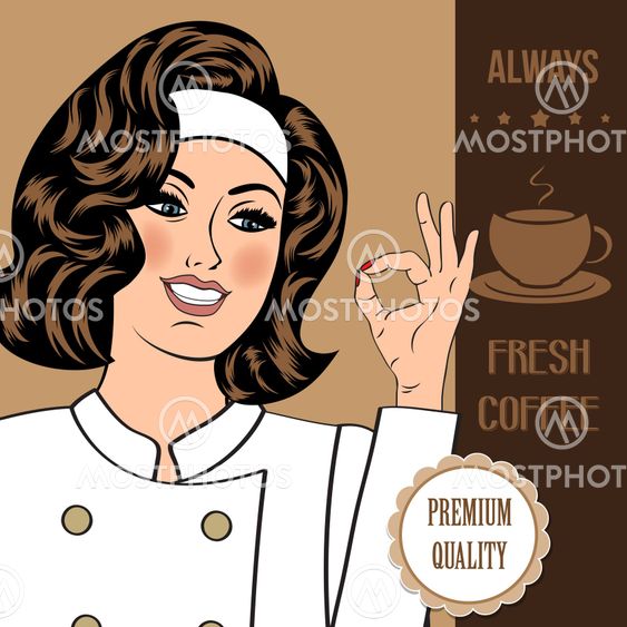 coffee advertising banner with a beautiful woman chef