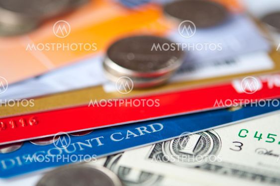 plastic cards and money