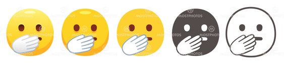Emoji with hand over mouth