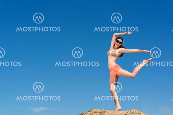 young woman jumping