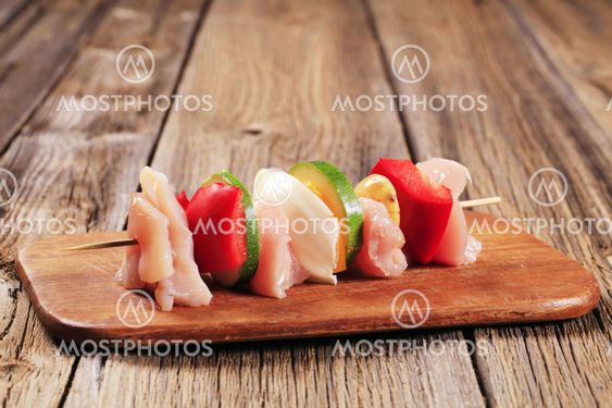 Raw chicken kebab