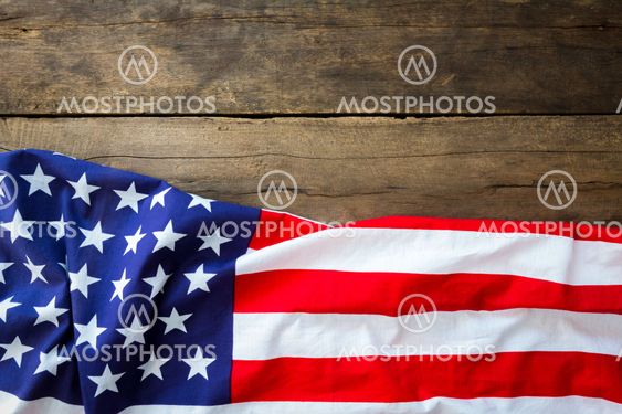 American flag on wood background