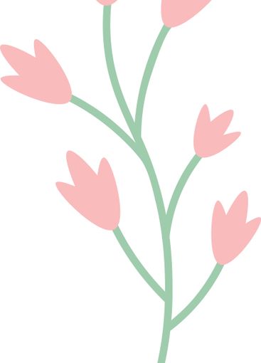 Minimalist vector illustration of a branch with pink...