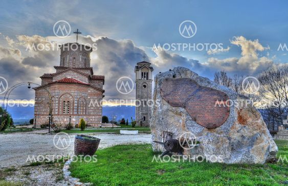 Church, cross, landscape