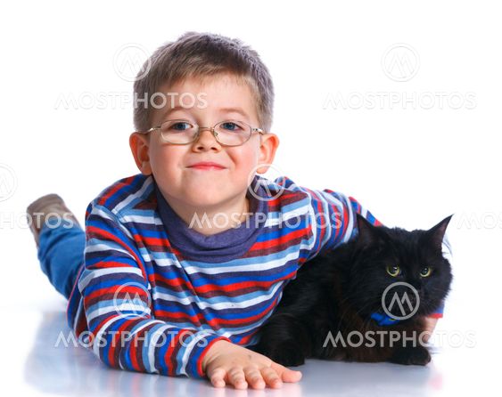 Boy with his cat
