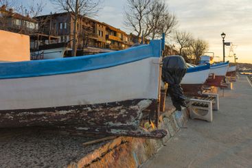 Sunset view of the port of Sozopol, Bulgaria