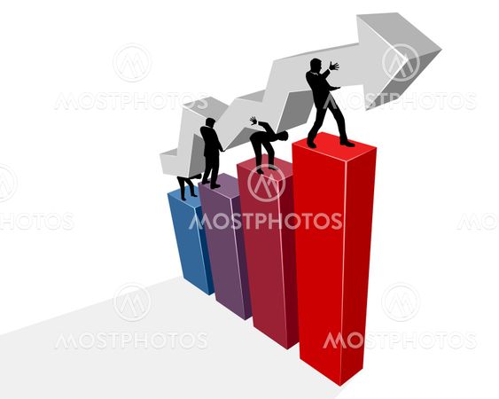 Four businessmen with graph