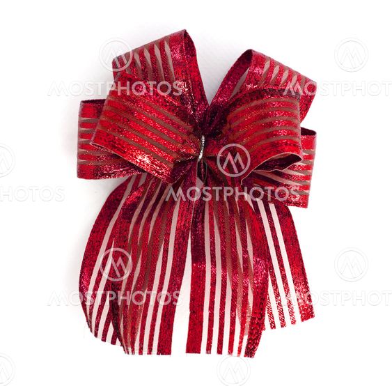 Red Satin gift bow. ribbon isolated on white