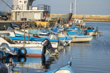Sunset panorama of the port of Sozopol, Bulgaria