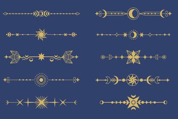 Mystic decoration lines. Ornamental frame divider...