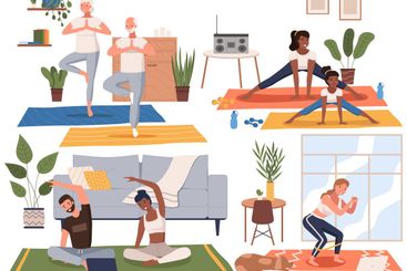 Sport at home scenes set. Training during quarantine....