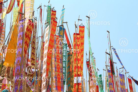Color paper flag for Buddha worship