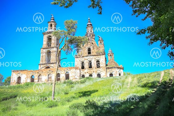 old destroyed brick church