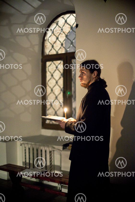 MOSCOW - MARCH 13: Orthodox liturgy with bishop Mercury in High Monastery of St Peter in Moscow on March 13, 2010 in Moscow