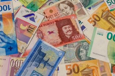 Background of currencies from different european countries