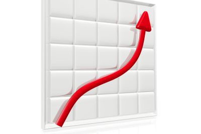 Business Growth Arrow on Grid Chart 3D