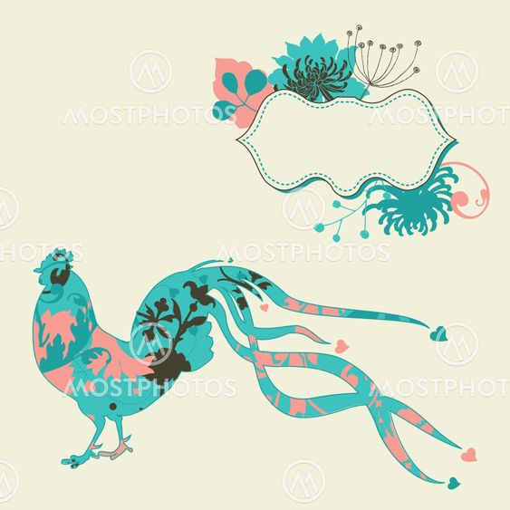Pastel card with rooster
