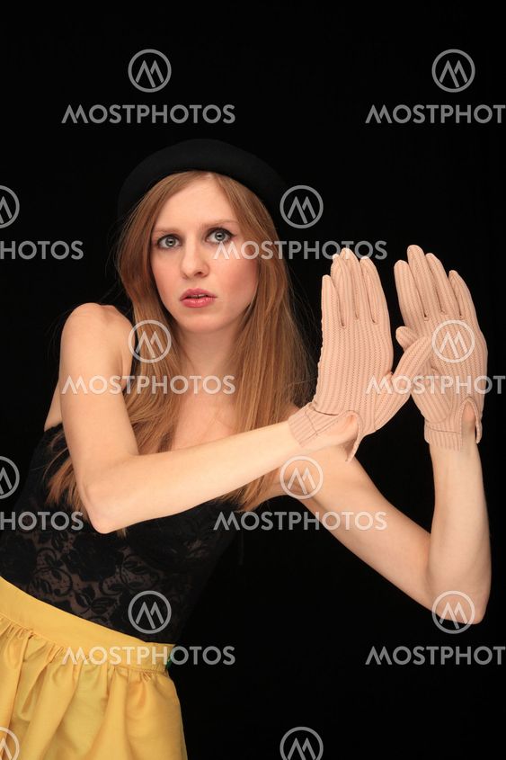 pretty blond girl doing expression