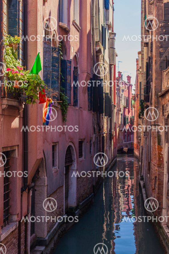 Venice canal with gondolas