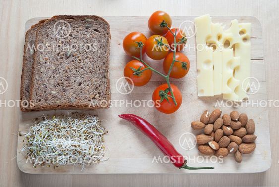 Raw food ingredinent on wooden cutting board