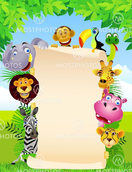 Animal cartoon and blank sign