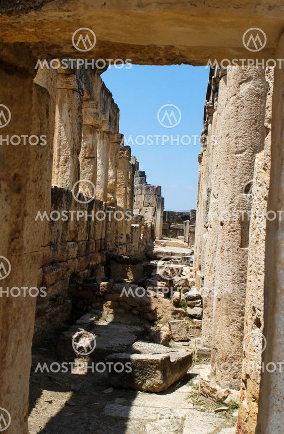Pamukkale. Turkey. Ruins of Hierapolis, ancient city