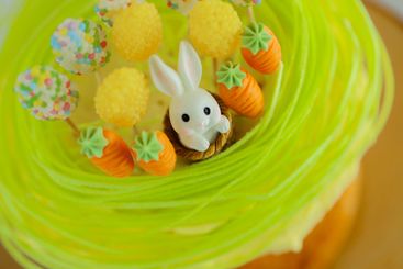 Easter Decorated Cake with Bunny and Carrots.Easter cake...