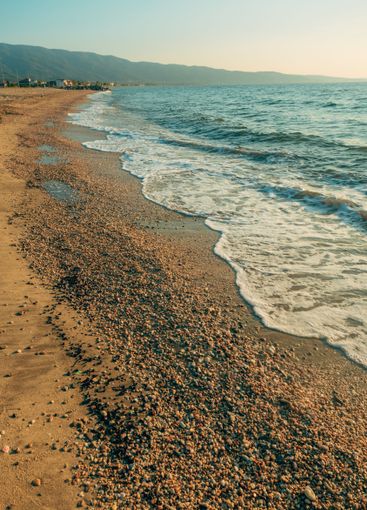 Vrasna beach, beautiful seaside landscape with sea waves...