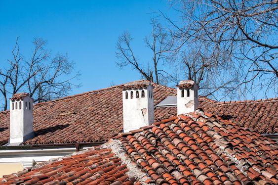 Roofs and chimneys of old houses