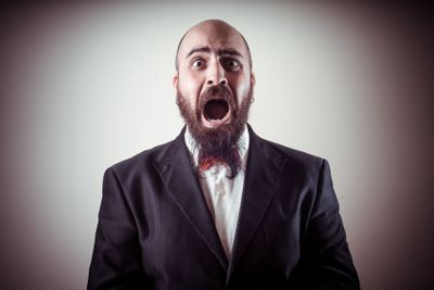 funny afraid elegant bearded man