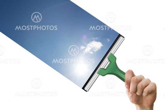 Composite image of hand using wiper