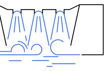 Waterfall with Waves Between Mountains, Feather, and...