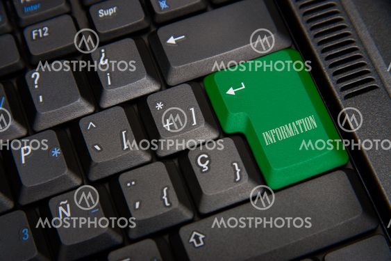 Keyboard of computer with a word Information