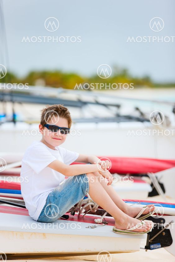 Cute boy on beach vacation
