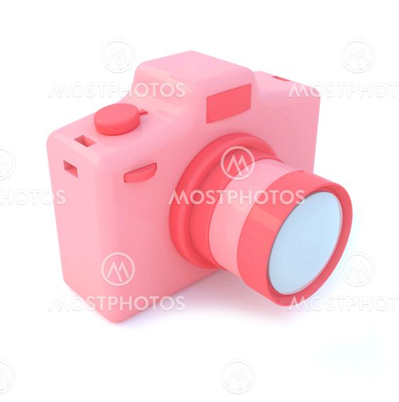 Pink digital camera toy with white blackground