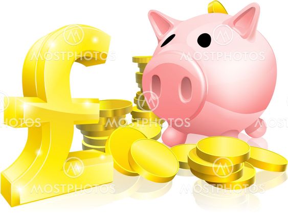 Pound sign piggy bank