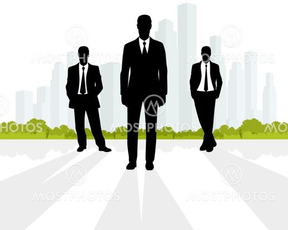 Businessmen at city background