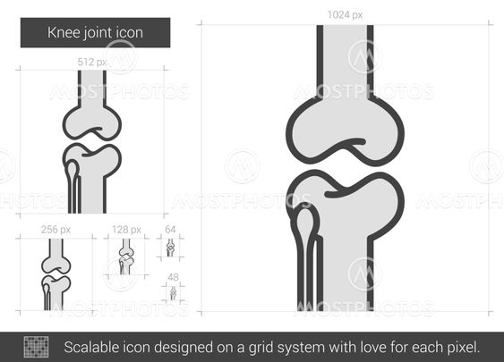 Knee joint line icon.