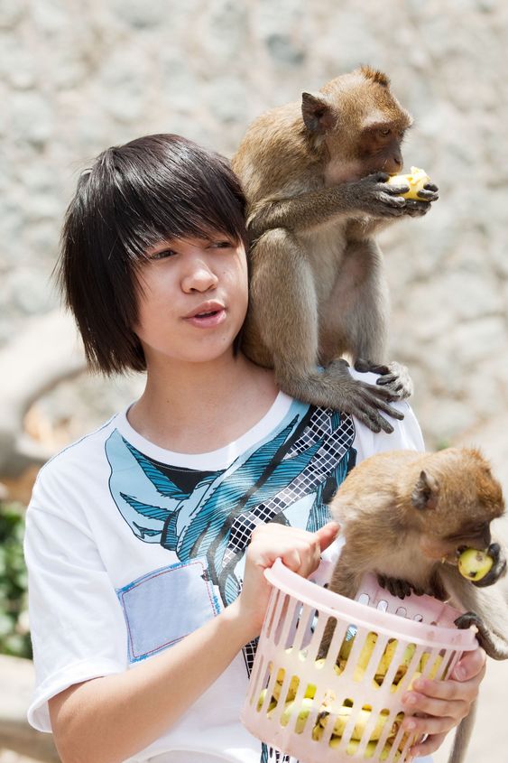 girl with monkey