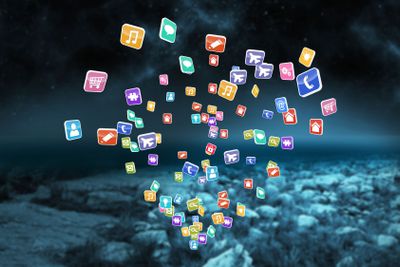 Composite image of colourful computer applications