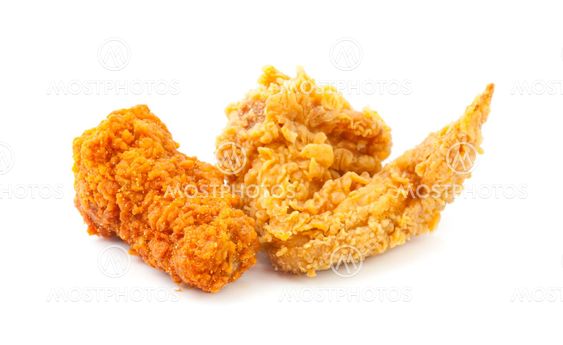 eaten fried chicken on the white background
